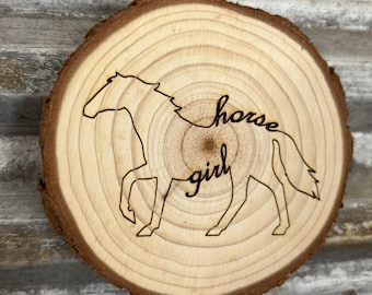Pferde Mädchen Holzscheiben Magnet