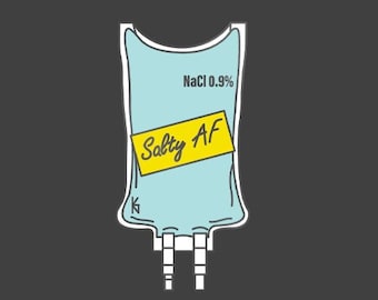 Salty AF 水族館マットステッカー - 看護/医師/スクラブ技術者/ MediThings/IVステッカー/医学生/医療ステッカー/医療ギフト