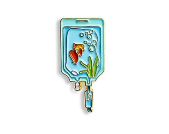 IV Aquarium Pin - Nursing/ Medical/ Physician assistant/ Fish Pin/ Holiday Gift/ Stocking Stuffer/ Medical Pin/ Medipins/ Medicine/ IV Bag