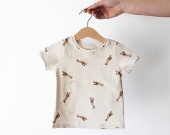 Airplane Tee. Organic T-Shirt. Kids Organic Clothes. Airplane Print T-Shirt. Boys Top. Baby Clothes. Toddler Shirt. T-Shirt. Top. Cedar Tee