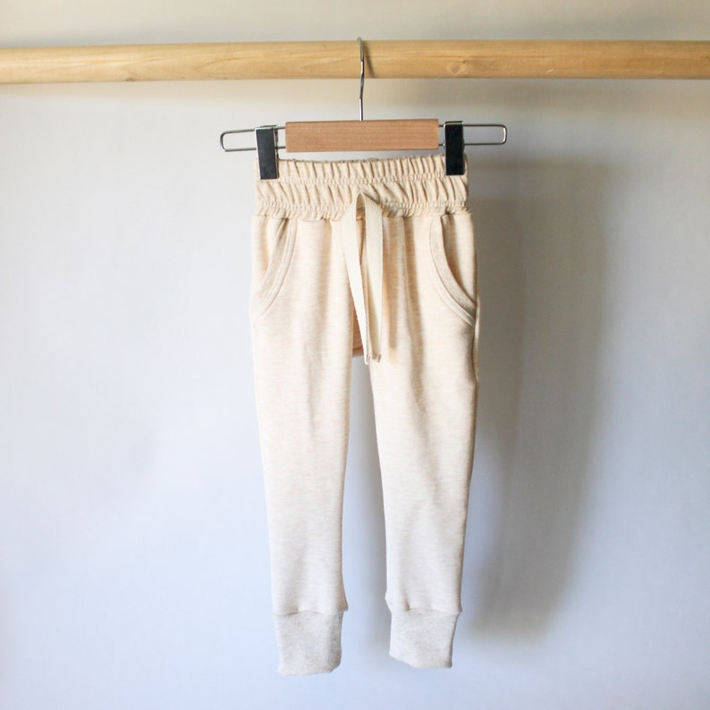 Bamboo Joggers. Oatmeal Colored Joggers. Baby Pants. Toddler Sweats. Organic Clothing. Organic Joggers. Childrens Pants. Joggers. Kid Sweats image 2