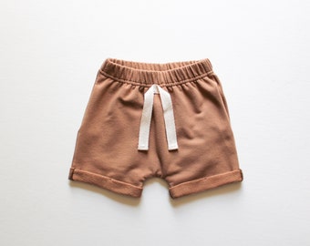 Ready to ship Unisex shorts Organic shorts Boy clothing Boys shorts Organic brown shorts Toddler clothing Comfy shorts for boys RTS