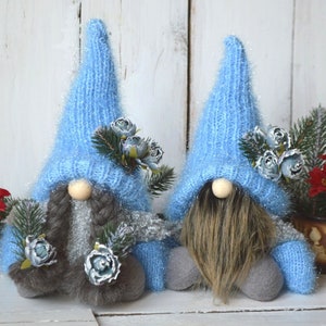 Kerstdecoratie Kabouter in blauwe hoed, Huiskabouter, Scandinavische kabouters, Boerderijdecor, Nordic Nisse, Zweedse Tomte, Wintervakantie