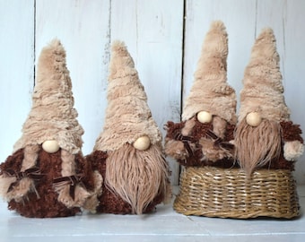 Scandinavian Christmas Gnome: Furry Hat Nordic Decor, Handmade Tomte