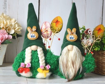 Easter Decoration Bunny Gnomes with Easter Eggs, Easter Gift Decor, Home Scandinavian Gnome, Easter Gnome Tray Decorations, Spring Rabbit