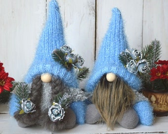 Nain de Noël : bonnet bleu, décoration scandinave nordique Nisse