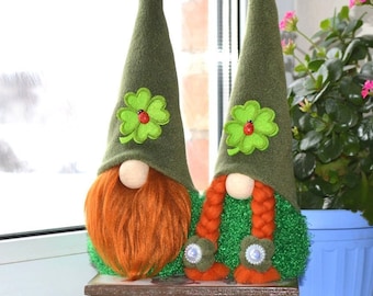 Patrick Gnome Good Luck 9.5", Gnome, Leprechaun Gnomes, St Patrick's Day, Irish Small gift, Tomte, Scandinavian Gnome, housewarming gift