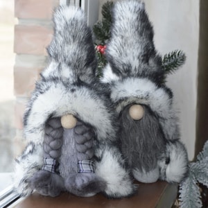 Gnomos escandinavos grises: decoración navideña hecha a mano