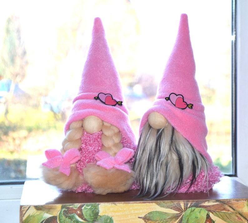 Valentine Gnome Gift Valentine's Day Gnomes With Hearts Etsy