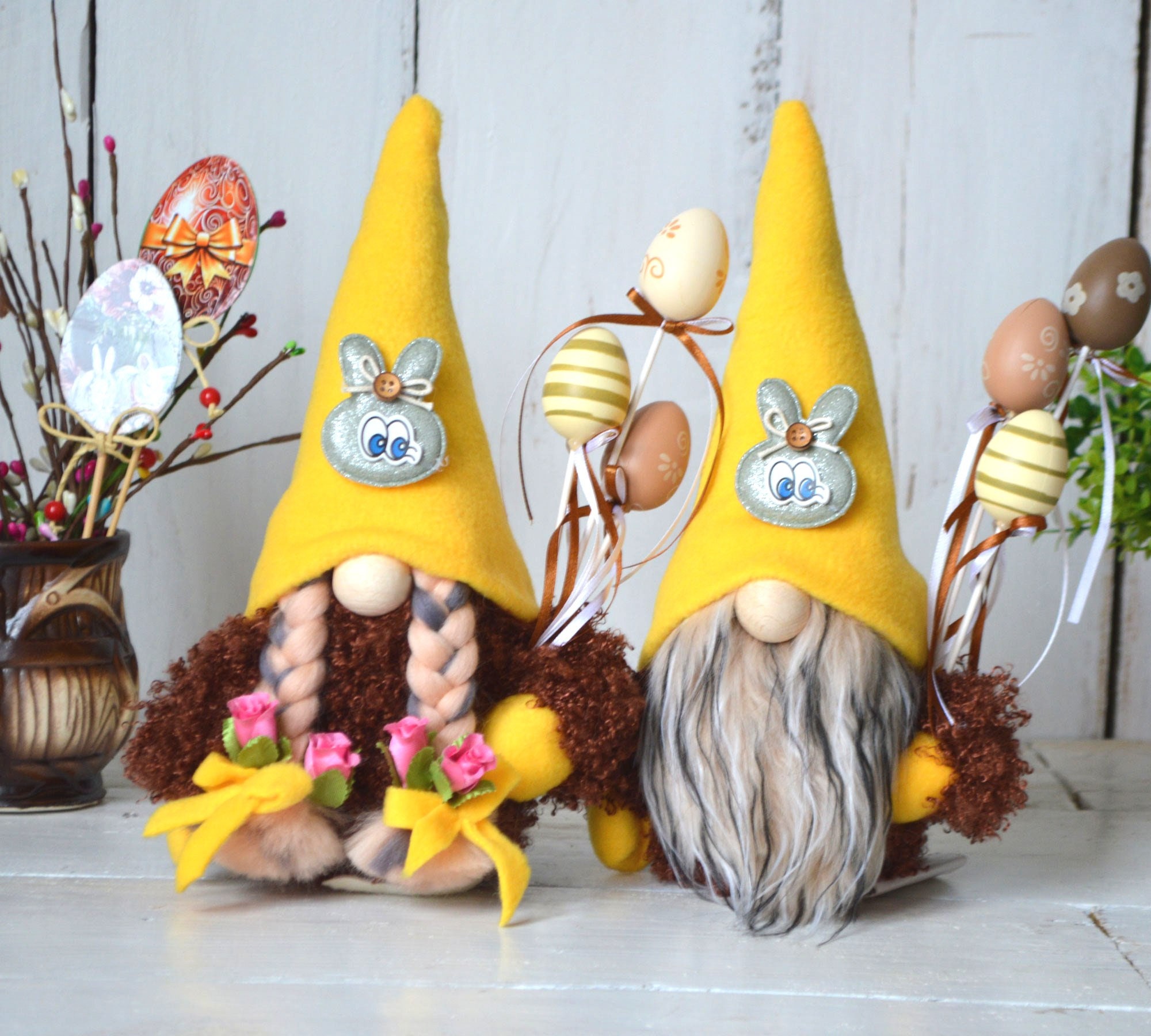 Easter Decor Bunny Gnome With Easter Eggs Spring Gnomes | Etsy