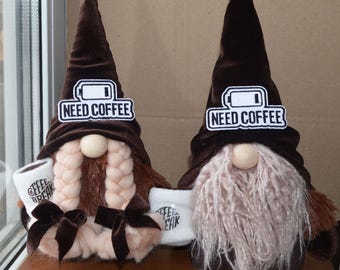 Coffee Gnomes: Velvet Kitchen Decor - Coffee Lover Gift