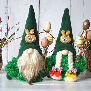 Easter Bunny Gnome with Bunch of Easter Eggs, Spring Decorations for Home Gnomes, Easter Farmhouse Decor, Tiered Gnome Trays, Gnome Gifts