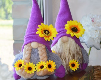 Kind Sunflower gnome, Summer home decor, Flower gnome