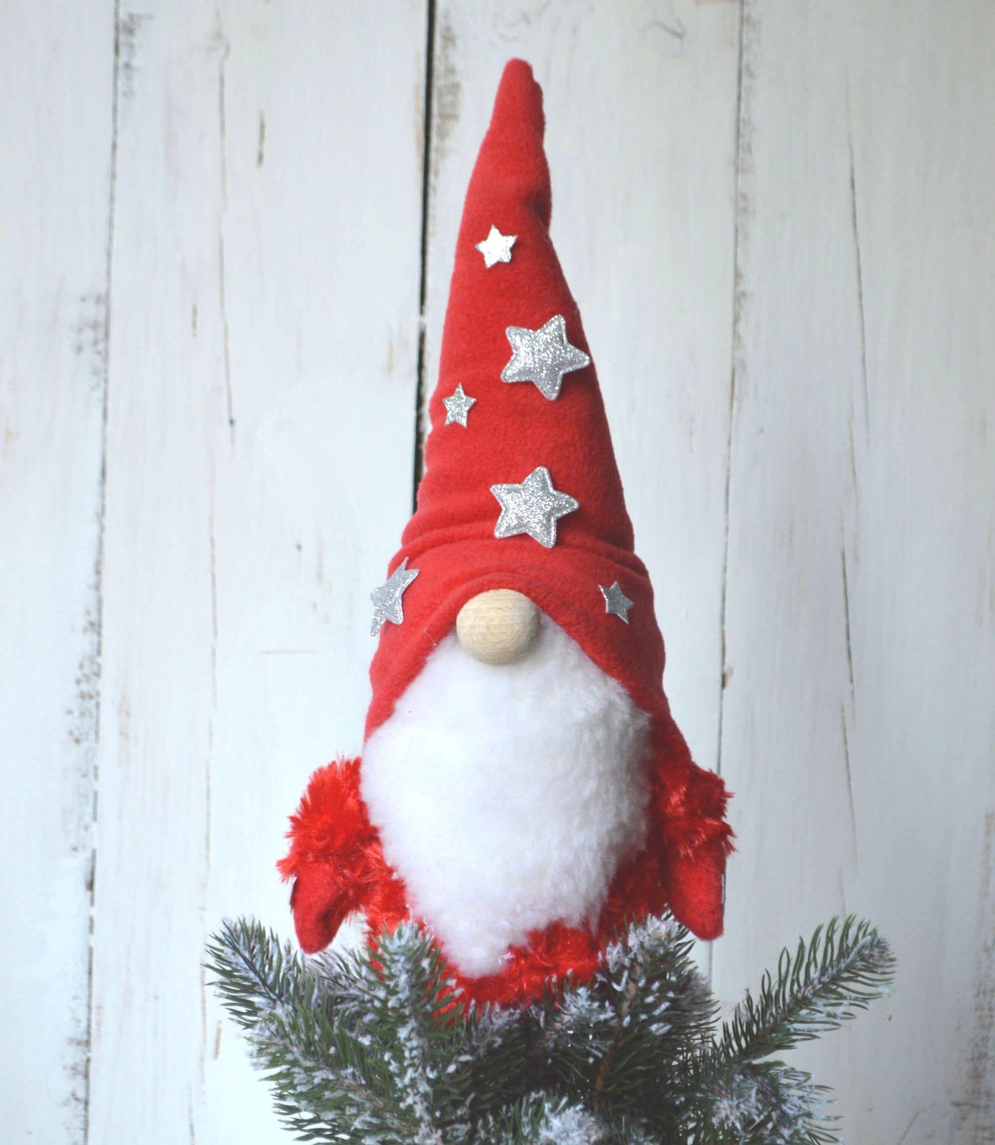 Gnome Christmas Tree Topper Winter gnome Santa Christmas Etsy