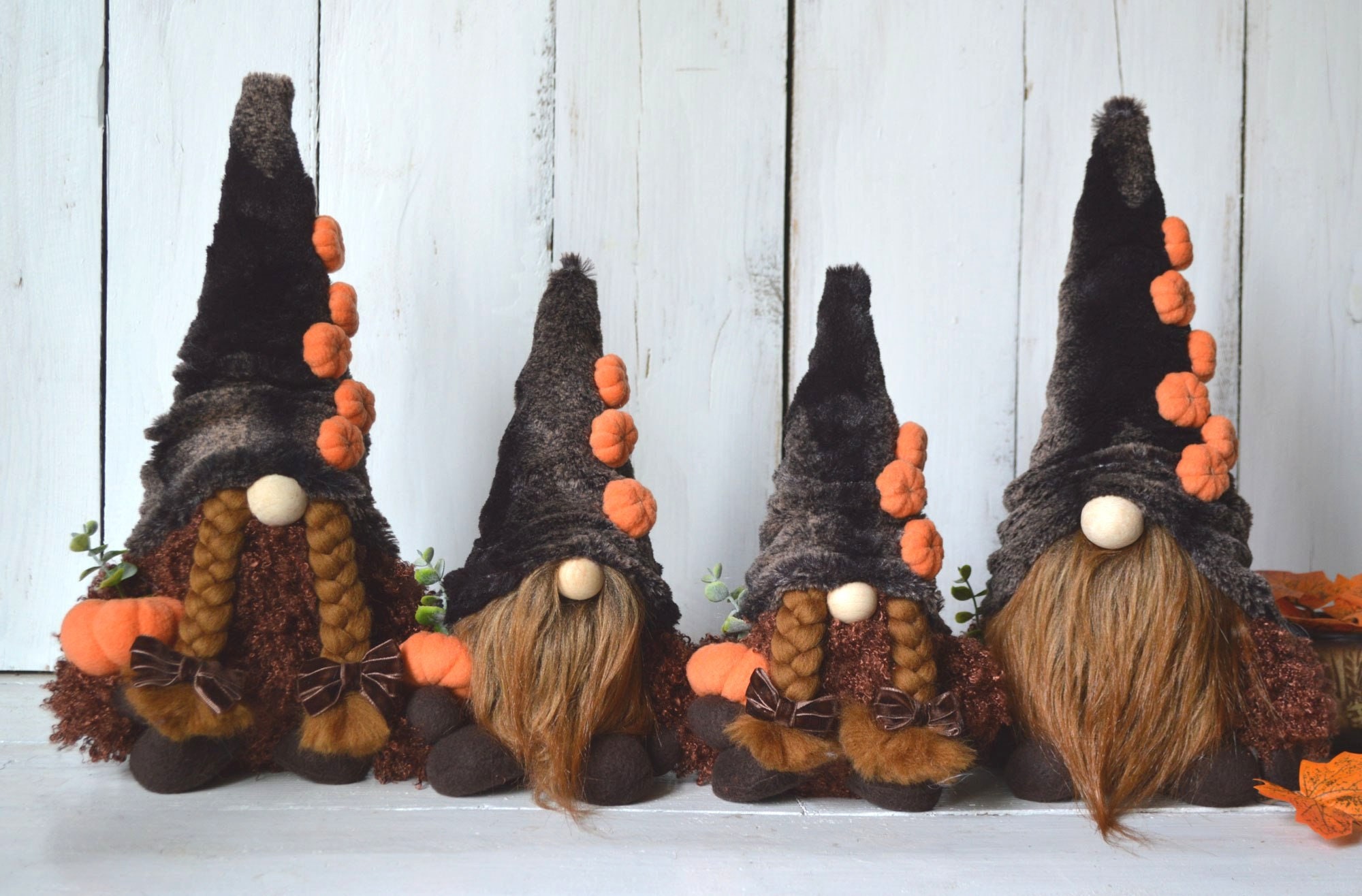 Fall Gnomes With Lots of Orange Pumpkins Halloween Décor Etsy