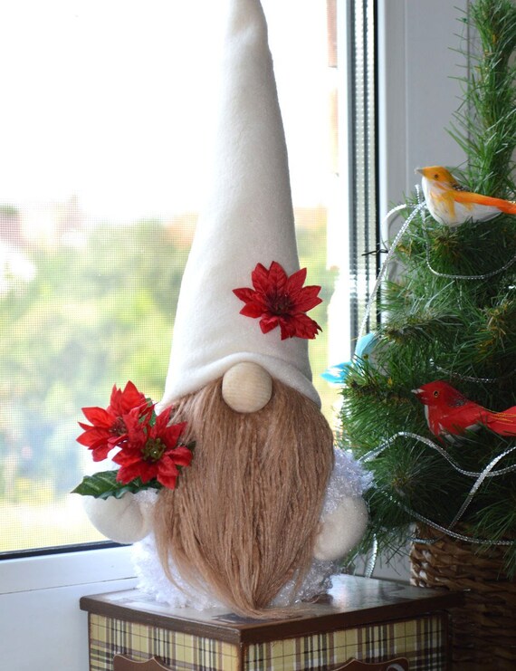 Swedish Gnome with poinsettia Christmas Decoration Christmas | Etsy