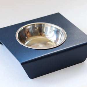 Custom Paint &quot;Navy&quot; - Minimalist Pet Feeder Raised Stand, Water Bowl, Premium Aluminum, Cats Small Dogs
