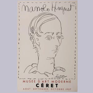 Picasso Drawn 1957 LARGE Original Lithograph Poster – Musée d’Art Moderne Céret Exhibition – Rare Midcentury Modern Artwork