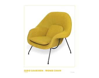Mid Century Modern Eero Saarinen Womb Chair Photography Print - Iconic Modern Design Wall Art