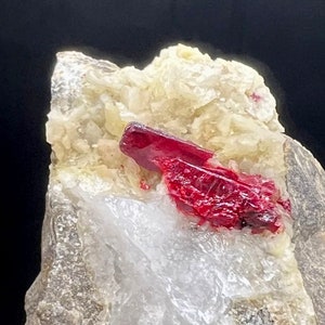 Crystal CINNABAR, Natural Gem CINNABAR White Dolomite Matrix Mineral Specimen  # A1975