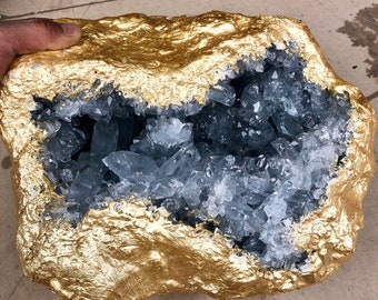 Große Celestit Blau Geode, galvanisierte Mineralprobe (16Kg)