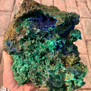 5300g  Crystal Sparkly Azurite ，Natural green Malachite azurite geode minerals specimens