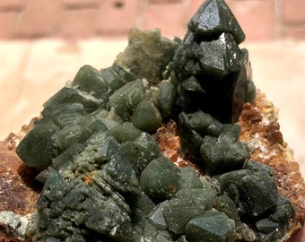 Excellent Green Quartz Crystal Cluster Mineral Specimen from Inner Mongolia / natural green crystal  #A1482