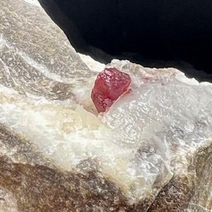 Crystal CINNABAR, Natural Gem CINNABAR White Dolomite Matrix Mineral Specimen  # A1979