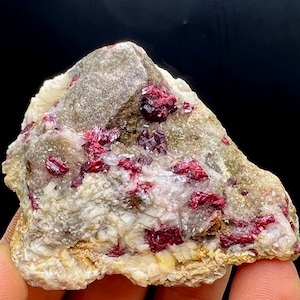 Crystal CINNABAR, Natural Gem CINNABAR White Dolomite Matrix Mineral Specimen  # A1980