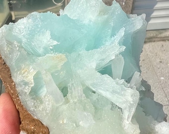 Preeminent Grade Bright Blue ARAGONITE Matrix Mineral Specimen,ARAGONITE #A2407