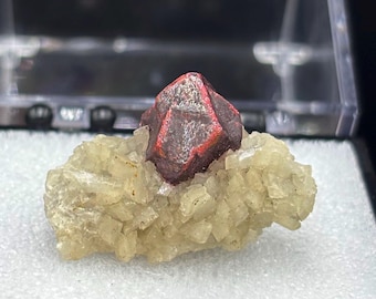 Gema natural CINABAR, ejemplar mineral de matriz de dolomita blanca #Q877