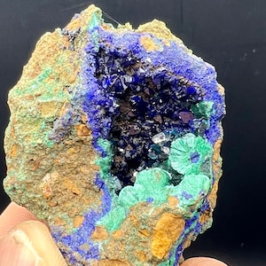 Crystal Sparkly Azurite ，Natural green Malachite azurite geode minerals specimens #2091