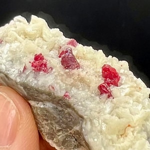 Crystal CINNABAR, Natural Gem CINNABAR White Dolomite Matrix Mineral Specimen  # A1982