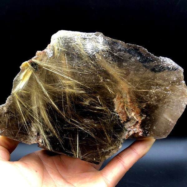 1150g Natural Clear Gold Hair Rutilated Quartz Crystal Specimen  ,Gold Crystal Hair Rutilated Beautiful crystal #1076