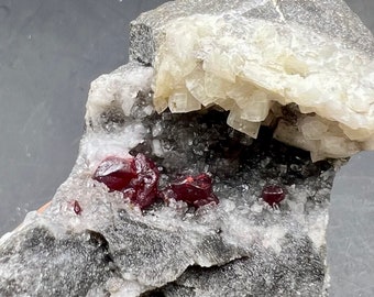 Natural Gem CINNABAR White Dolomite Matrix Mineral Specimen  # A2013