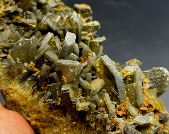 Naturlig barytkristallkluster, gult mineralprov #A1930