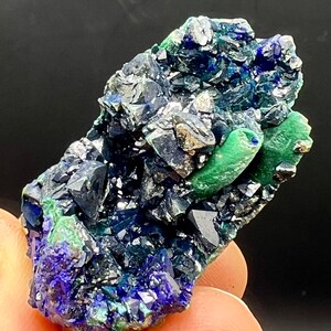 Crystal Sparkly Azurite ，Natural green Malachite azurite geode minerals specimens #2093