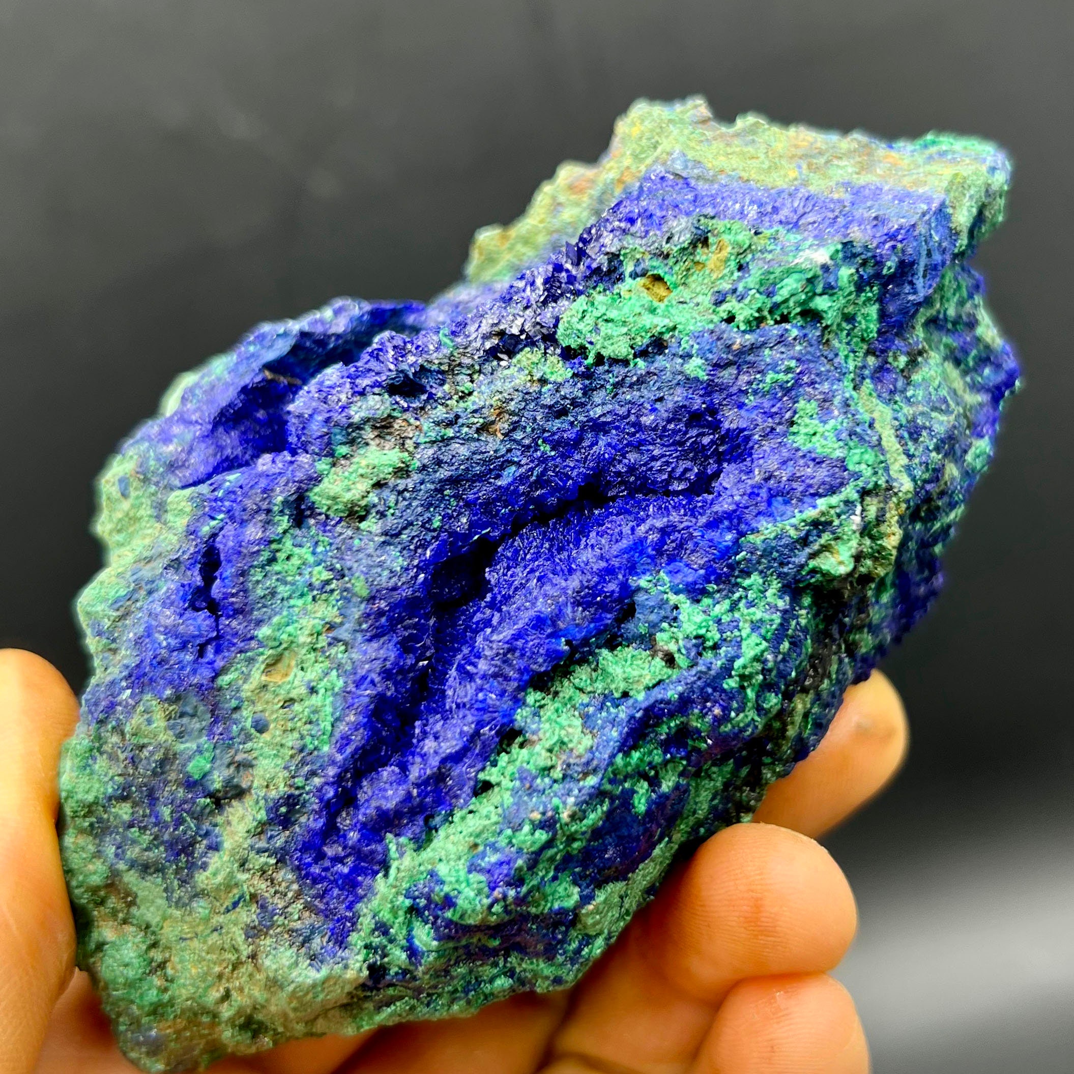 Unique Azurite Geode ,natural Blue Azurite Green Malachite Geode #A2056 ...