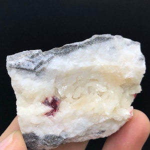 Crystal CINNABAR, Natural Gem CINNABAR White Dolomite Matrix Mineral Specimen  # A1279