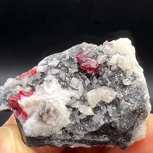 Crystal CINNABAR, Natural Gem CINNABAR White Dolomite Matrix Mineral Specimen # A2315