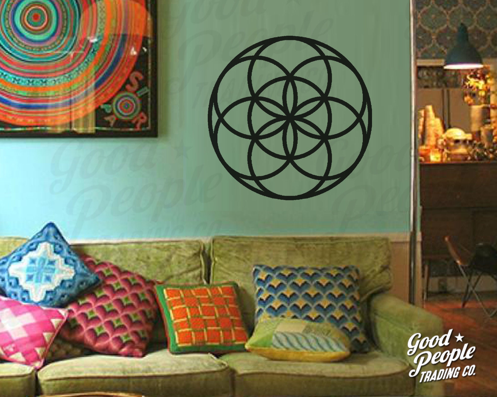 Seed Of Life Wall Lettering Wall Words Wall Decals Boho Home Decor Hippie Wall Art