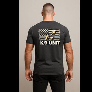 Yellow Lab K9 Unit T-Shirt: Thin Blue Line Police Dog Graphic