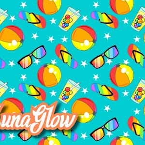 Summer Rainbow Seamless Pattern - Beach Summer Fabric Digital Paper Sublimation Png