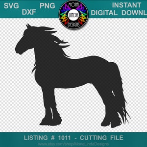 Friesenpferd | SVG PNG DXF jpg Schneidedatei | Pferd, Pferde | Pferdeumriss | Sofortiger digitaler Download