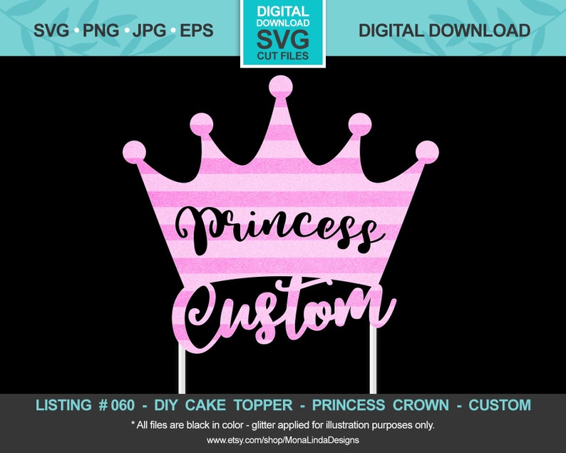 Download CUSTOM Princess Cake Topper SVG Custom Cupcake/Cake Topper ...