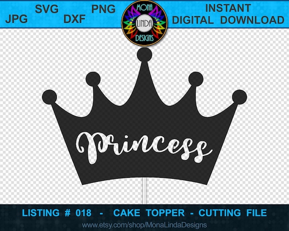 Download Cake Topper Princess Crown Svg Dxf Jpg Png Files Cupcake Etsy