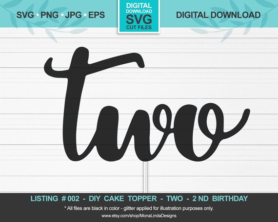 Download Two 2nd Birthday Svg Cupcake Cake Topper Second Birthday Two Etsy