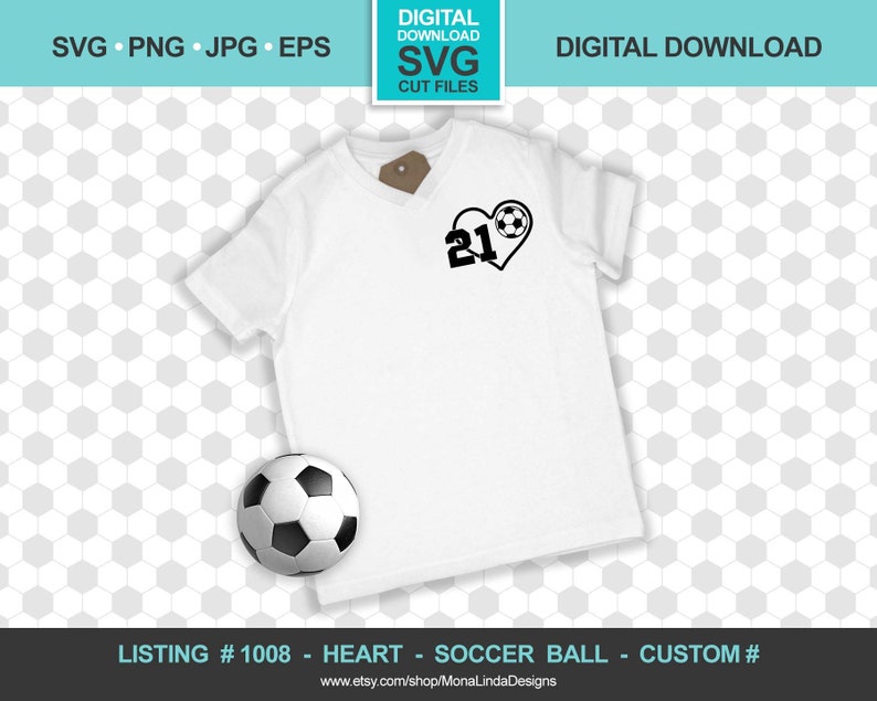 Custom Soccer Ballheart With Custom Number Svg Png Pdf Etsy