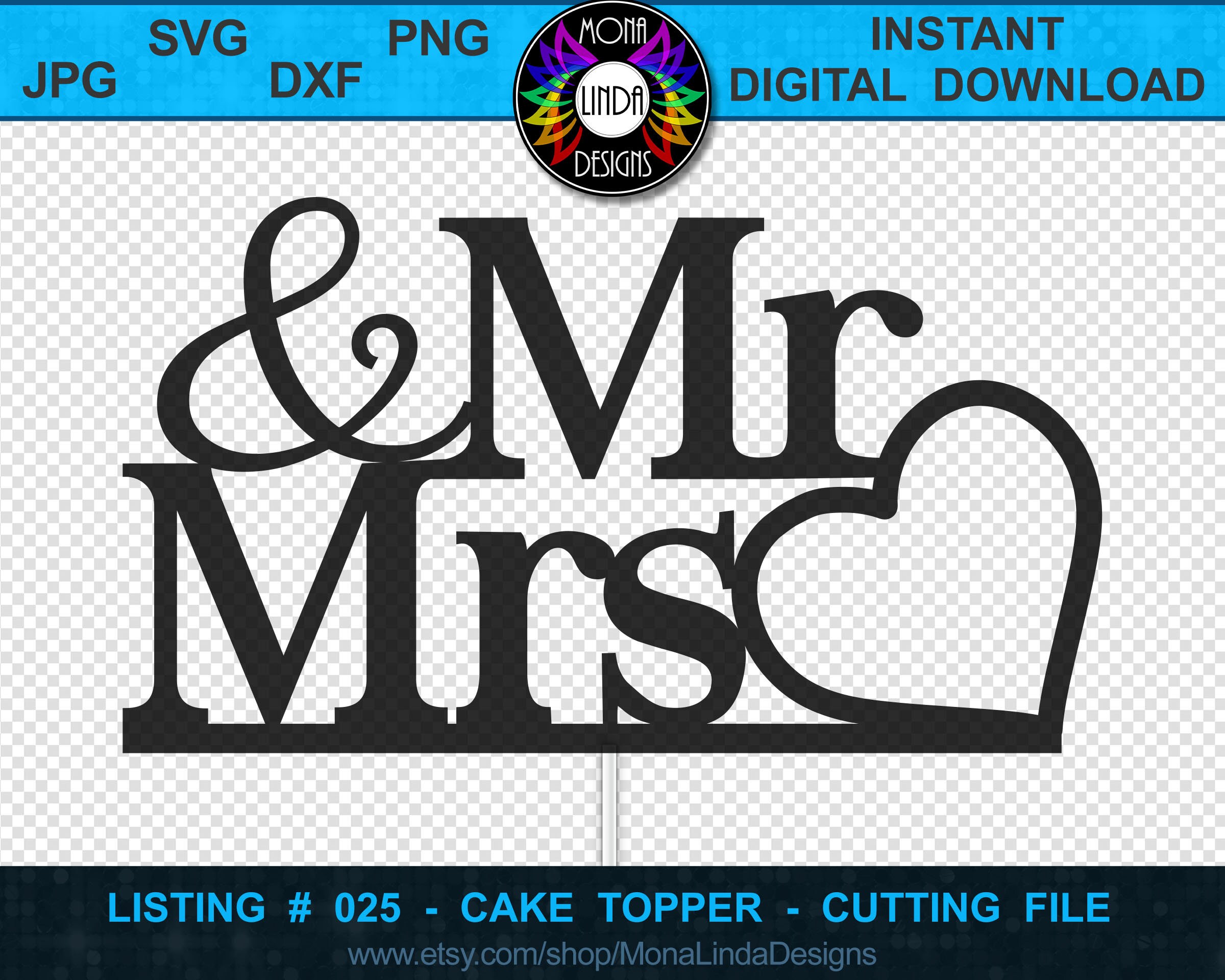 Cake Topper Mr & Mrs SVG File Wedding Cut Cutting Etsy