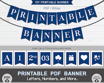 printable pdf banner navy blue and white printable pdf etsy